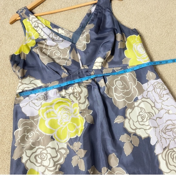 Boden Limited Edition Silk Dress Sleeveless Oversized Floral Print Steel Blue 12 - Picture 8 of 13